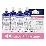 Acqua alle Rose, Tonico Viso con Acqua Distillata Alle Rose - Formula Rinfrescante con Proprietà Idratanti e Tonificanti, Rende la Pelle Giovane ed Elastica - 4 Confezioni da 300 ml