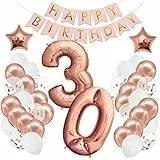 envami® Palloncini Compleanno 30 Anni - Oro Rosa - Decorazioni Compleanno - Palloncini 30 Anni Compleanno - Buon Compleanno Festone - Set Palloncini Numero - Festa Ghirlanda - Bambine Donna Signore