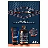 King C. Gillette Mini Kit Da Viaggio Essenziale Per La Cura Della Barba: Crema Idratante Per Barba E Viso 30 ml + Detergente barba e viso 60 ml + Balsamo delicato da barba 25 ml