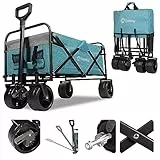 Sekey carrello da Giardino con Freno, Carretto Pieghevole da trasporto con Tutti i Terreni Rimorchio Ruote, Cielo blu