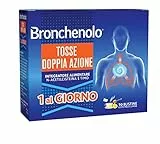 Bronchenolo Tosse Doppia Azione, Integratore Alimentare, per Tosse Secca e Grassa, Efficace per 24 Ore, Gusto Miele e Limone, 10 Bustine