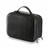 Elviros Borsa da Toilette grande da Viaggio Beauty case Borsa in pelle resistente all'acqua Organizer per Articoli da Toeletta con Borsa Asciutta Bagnata Gratuita, Nero,29 x 21 x 12cm