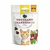 GimCat Crunchy Snacks Tacchino con mirtilli rossi, Leccornia croccante e ricca di proteine senza aggiunta di zuccheri, 1 sacchetto, 1 x 50 g
