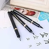 Penna a pennello a inchiostro, 3 dimensioni, nero, Shodo, giapponese, cinese, per principianti, scrittura, firma, illustrazione, design (confezione da 3 pezzi)
