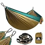 NatureFun Amaca da Campeggio da Viaggio Ultraleggera | Capacità di Carico 300kg,(275 x140 cm) Traspirante, Nylon da Paracadute ad Asciugatura Rapida | 2 x Moschettoni Premium,2 x Corde Incluse