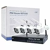 Kit di videosorveglianza PNI House WiFi550 NVR 8 canali 1080P e 4 telecamere wireless da esterno 720P, P2P, IP66