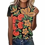 Camicette da donna con motivo birra, Oktoberfest tedesco, abito nazionale tradizionale, stampato, casual, scollo rotondo, maniche corte, stampa estiva, comoda a maniche corte, gold, XL