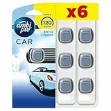 Ambi Pur Profumatore Auto, 6 Deodoranti Auto, Fragranza Brezza Leggera, Elimina Odori, Facile da Agganciare, Fino a 30 Giorni di Profumo per Deodorante, Usa e Getta