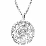 JeweBella Collane Uomo 7 Arcangeli Sigillo Medaglia Talismano Collana per Uomo Donna Acciaio Inossidabile Pentagramma Ciondolo Amuleto Protezione Catena Gioielli Maschili Fascino Portafortuna
