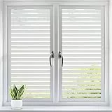 Alyvisun Pellicola Vetri Finestre con Motivo a Strisce 44.5x220cm, Pellicola Privacy Adesiva per Vetri Finestre con Adesivo Statico Anti-UV Opaco Privacy Finestra Decorativi per Ufficio Casa Bagno