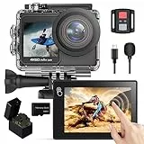 TIMNUT Action Cam 4K/60fps, 20MP HD Videocamera con Scheda SD da 32 GB,131ft Fotocamera Sott'acqua, 170° Sports Cam, EIS Helmet Bike Camera con 2.4G Remote Control 2 Batterie