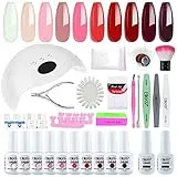 Elite99 Smalto Semipermanente per unghie Kit di Partenza in 10 coloris Gel 48 W LED Lampada UV Nail Dryer Soak Off Topcoat Basecoat Nail Art Tool Set di Adesivi per Manicure 8ML