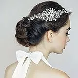 Sidereum Accessorio per Capelli da Sposa con Perle e Cristalli Pettine per Capelli da Sposa per Donne e Ragazze (Argento)