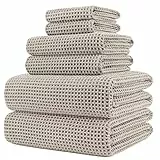 Polyte - telo bagno in microfibra - tessuto a nido d'ape - beige - oversize - 76,2 x 152 cm - 6 pezzi