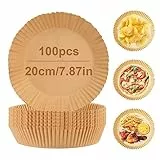 100 pezzi di carta da forno per friggitrice ad aria calda, 20 cm, carta da forno antiaderente monouso, carta pergamena, antiaderente, per forno, forno a microonde