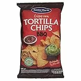 Santa Maria, Tortilla Chips BBQ, Croccanti e Sottili Sfoglie di Mais Tagliate a Spicchi e Fritte, Ideali come Snack, Antipasto o Aperitivo, da Accompagnare alle Salse Messicane, Busta da 185 g