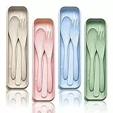 Set di posate da campeggio 4 Set di posate portatile coltello forchetta cucchiaio Posate in plastica riutilizzabili per scuola, campeggio, picnic, uso quotidiano