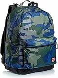 seven. Zaino Reversibile Double Camo Royal Verde con Cuffie Wireless 44x33x16 cm