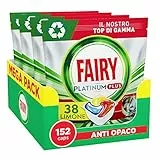 Fairy Platinum Detersivo Pastiglie Lavastoviglie Plus, Brillantante, 152 Capsule, Limone, Tecnologia Anti-Opaco Con Azione Brillantante, Contro Il Grasso E Le Incrostazioni Ostinate