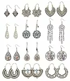 JeweBella 12 Paia Set Orecchini Boho per Donna Ipoallergenici Orecchini Etnici Vintage Turchese Orecchini Pendenti Bohémien Regalo di Gioielli per Donna Ragazze