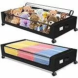 LIFOCI Contenitori Sottoletto, 2 Pezzi Contenitore Sottoletto Con Ruote Grande Capacità Contenitore Sottoletto in Tessuto Non Tessuto per Cuscini, Coperte, Vestiti, Libro Nero