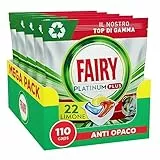 Fairy Platinum Detersivo Pastiglie Lavastoviglie Plus, Brillantante, 110 Capsule Lavastoviglie, Limone, Tecnologia Anti-Opaco, Contro Il Grasso e le Incrostazioni Ostinate Anche Nei Cicli Brevi