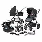 kk Kinderkraft Passeggino Trio XMOOV, 3in1, Carrozzina, Navicella, Ovetto, Ammortizzate Ruote, Accessori, Bambini, Nero