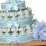 Viale Magico Elefantino Bimbo Statuina con Corona Torta Bomboniere Nascita Pensierini Primo Compleanno Originali Bimbo (Torta da 60 Pezzi)