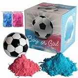 WONOPS Pallone Calcio Baby Shower Per Gender Reveal Party - Kit Baby Shower boy or girl - Rivelazione di Genere Maschio o femmina con Coriandoli e Polvere di Colori Blu e Rosa - Palla baby shower