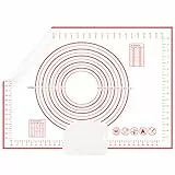 Spianatoia per Impastare Tappetino in Silicone per impastare Grande 70 x 50cm, Spianatoia Silicone Antiaderente con Misure Tappetino Pasticceria con Tagliapasta per Pizza, Pasta, Macaron