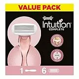 Wilkinson Sword - Intuition Complete XXL Pack - Rasoi per donna - Confezione XXL con 1 rasoio + 6 lame di ricarica - Contiene gel Skin Protect