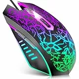 VersionTECH. Mouse Gaming con Fili per PC MAC, Mouse da Gioco Ergonomico Sensore Ottico Fino a 3600 DPI, 6 Tasti e Illuminazione a LED con 7 Colori, Compatibile con PS4 PS5