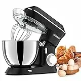 9.5Litri Impastatrice planetaria, DOBBOR 1500W Robot da Cucina con ciotola di acciaio inossidabile, 7 velocità con Gancio per Impastare, Frusta, Sbattitore, Ciotola e Coperchio.(Nero)