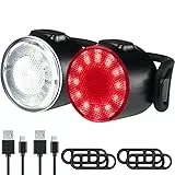 Luci Bicicletta LED Anteriore e Posteriore, Kit Luce Bici Ricaricabili Tramite USB, Super Luminose Fanali Bici 6 Modalità di Illuminazione, Lampade Bici Impermeabile per Bambini e Uomini Donne