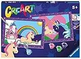 Ravensburger - CreArt Serie Junior, Unicorni, Kit dipingere con i Numeri, contiene 2 tavole prestampate, Pennello, Colori, Gioco Creativo per maschi e femmine dai 5+ anni di età