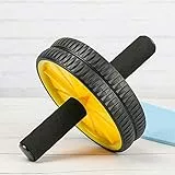 FFitness Two-Wheeled Power Wheel with Mat, Ruote con Manici per Addominali Unisex Adulto, Giallo, taglia unica