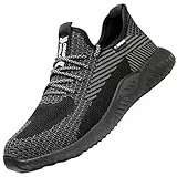 UCAYALI Scarpe Antinfortunistica Uomo Leggera Scarpe Antinfortunistiche Traspiranti Antiscivolo Estive Traspirante Ultraleggere Scarpe con Punta in Acciaio da Lavoro(014 Nero, 47 EU/285)