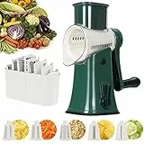 Dreamhigh® Grattugia per Formaggio Rotante, Affetta Verdure Manuale con 5 Pale Tamburo, per Cucina, Patate, Carote, insalate, Tritatutto