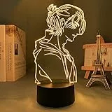 LED Night Light Anime Attack on Titan figura per la camera da letto Decor Bambini Luce notturna Regalo di compleanno Shingeki No Kyojin 3d Illusione luce-7 colori senza telecomando