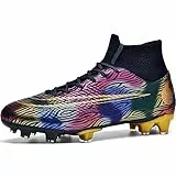 VTASQ Scarpe da Calcio Uomo High Top Professionale Spike Tacchetti Bambino Teenager Sportive All'aperto Scarpe da Allenamento Scarpe da Calcetto Nero 47EU