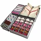 Set di 4 Organizer Armadio Cassetti Intimo, YOCOLE Organizzatore Divisori per Cassetti in Tessuto Oxford, Pieghevole Porta Mutande da Cassetto per Reggiseni, Calze, Cravatte