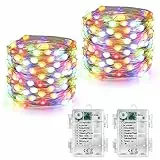 Joomer Luci Natale Batteria, 2 Pezzi 50 LED Catena Luminosa Esterno Impermeabile 8 Modalità Luci led Natale per Interno, Albero di Natale, Giardino, Patio, Festa Decorazioni (Colores)