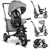 LIONELO Tris 2in1 Bicicletta Triciclo e Passeggino pieghevole per bambini da 18 mesi fina a 25 kg, sedia 180gradi Fronte Mamma o Strada Bici regolabile e compatta, Borsa, Portabibite, Fibbia