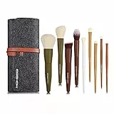 Pennelli per trucco, EIGSHOW Set di pennelli per trucco da viaggio Kabuki 5 colori essenziali con fibre sintetiche extra morbide per correttori di fard in polvere Contorno e illuminante