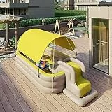 Piscina Gonfiabile per Bambini con Tenda da Sole Addensare Il PVC Grande Piscina per Bambini con Scivolo Piscine all'aperto per Famiglie,Giallo