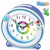 DTKID Sveglia per bambini analogica senza ticchettio, per bambini, sveglia silenziosa, comodino, senza ticchettio, funzionamento a batteria, per ragazzi e ragazze, funzione di luce snooze per la
