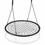 Relaxdays Altalena da Giardino a Rete, per Bambini e Adulti, Regolabile, Ø 120 cm, Portata Max. 150 kg, Nera
