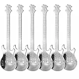 PBIEHSR Cucchiaini da caffè per Chitarra, Dessert in Acciaio Inox Cucchiaio da Musicale chitarre Utensile da Cucina Carino per tè Dessert Drink di Stoviglie (d'argento)