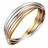 OIDEA Bracciale Braccialetto Donna Bracciale Bangles in Acciaio Inox 3 Anelli Chiusi ipoallergenico(3 Colori) Regalo Perfetto
