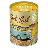 Nostalgic-Art Salvadanai retrò, Bulli T1 – Let's Get Lost – Idea Regalo per i Bus VW, Salvadanaio in Metallo, Scatola dei Soldi lamiera, 1 l